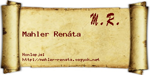 Mahler Renáta névjegykártya